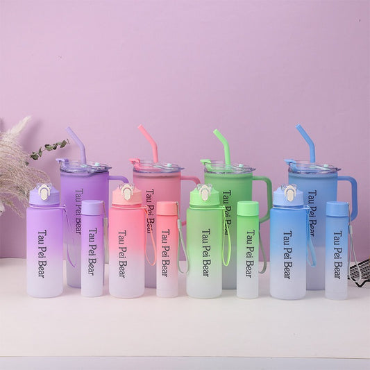 1200ml 3-in-1 Gradient Tumbler Mug – BPA-Free Plastic Iced Coffee & Water Bottle